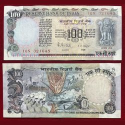 R.N.Malhotra ( Cobalt Blue ) 100 Rupees.Old Series Gem 💎 UNC note buyer will receive 1 note of Different serial number note very Hard To Find