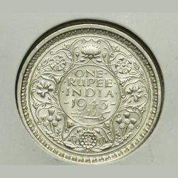 Alternative view of George VI One Rupee 1943 Coin Silver Coin UNC