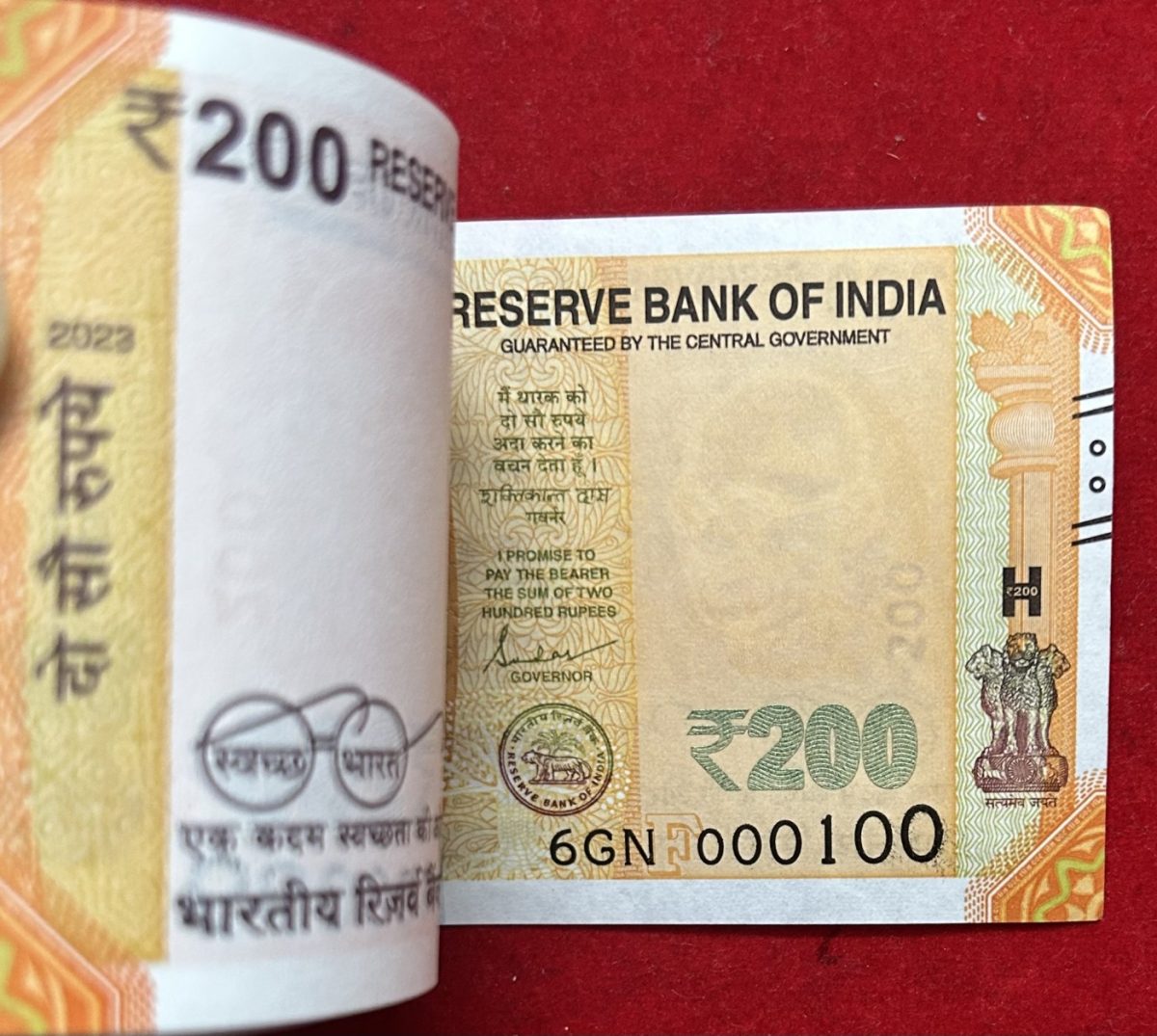 Rs 200 pkt very rare date 2023 000001 to 000100 sirial pkt governor shakti kant das colector item - Image 3