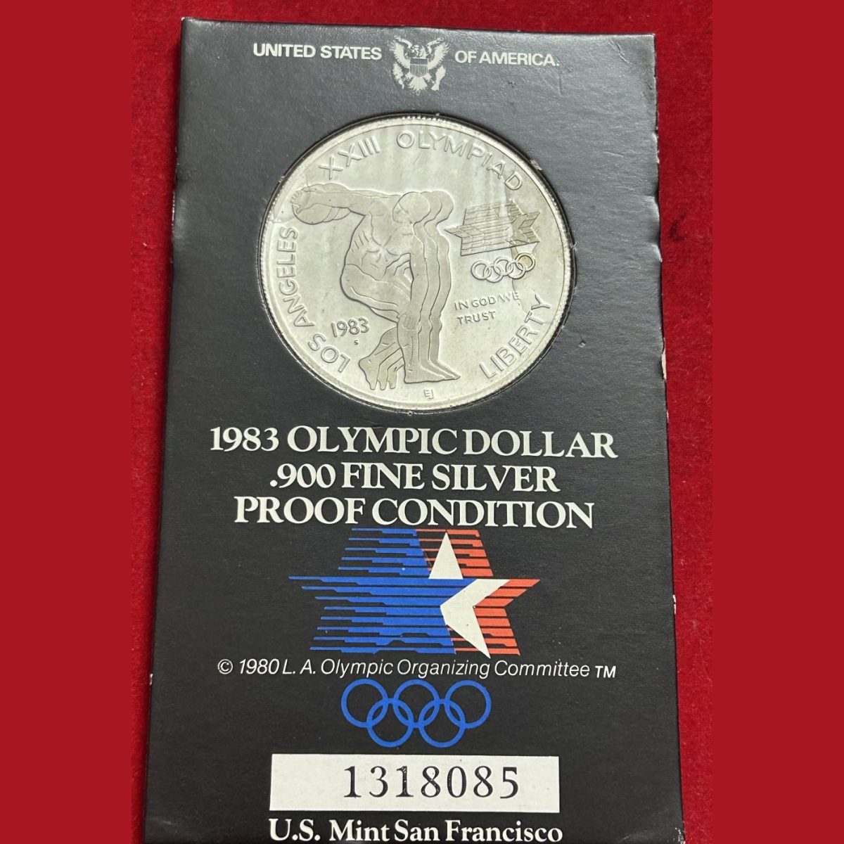 1983 Olympic Dollar Silver Proof America One Dollar With box Mint