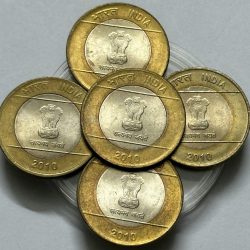 Alternative view of 10 Rs 2010 Coin Noida Mint Coin UNC