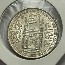 Princely States Silver Rupee Of MIR Usman Ali Khan Hyderabad Charminar Coin BUNC