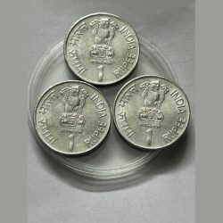 Alternative view of 1 RS Lok Nayak Jaya Prakash Narayan Steel Coin Mumbai Mint RARE