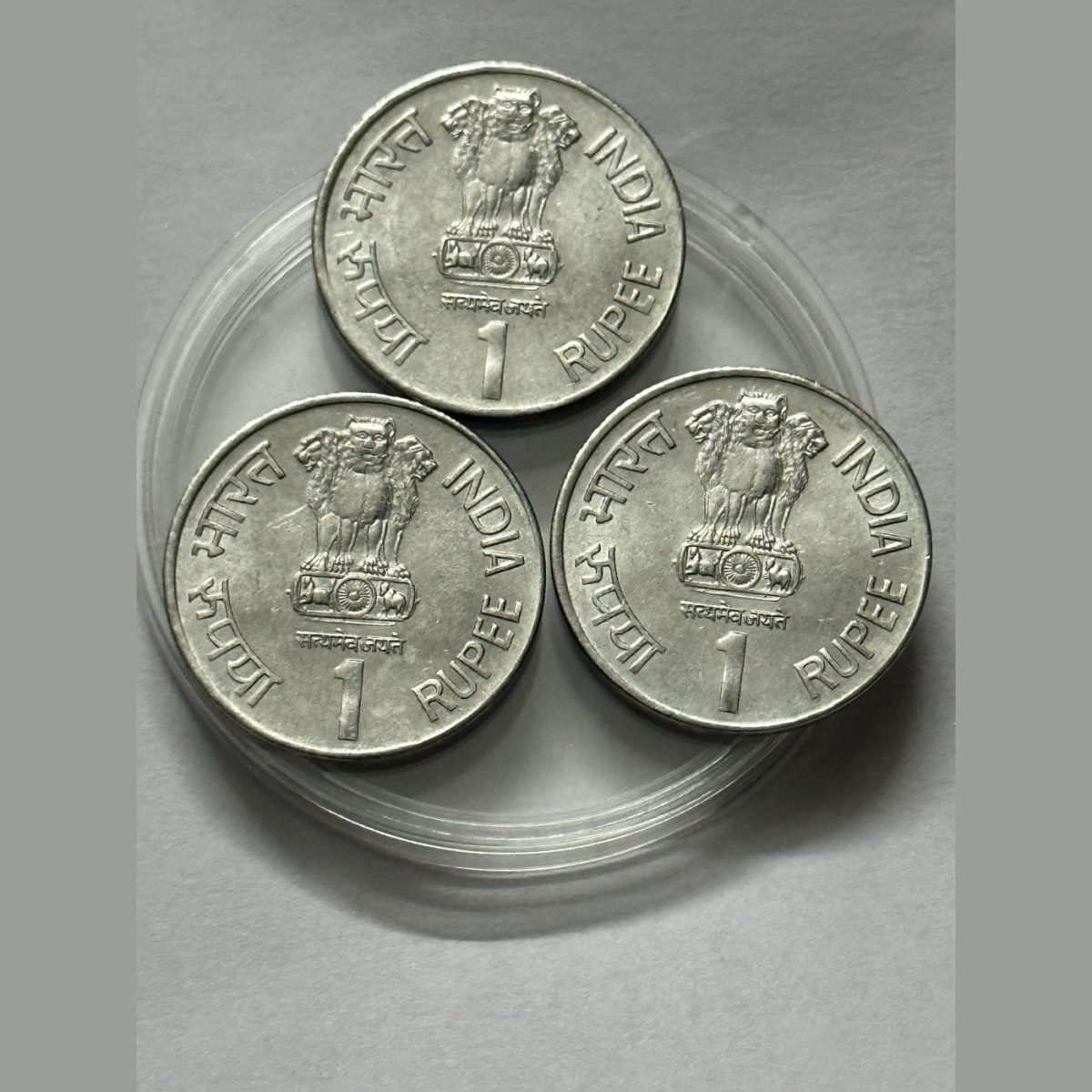 1 RS Lok Nayak Jaya Prakash Narayan Steel Coin Mumbai Mint RARE - Image 2