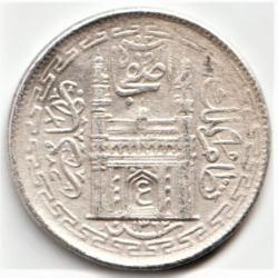 Ex. Rare 2 Annas Mir Mahbub Ali Khan AH 1323 of Princely state of Hyderabad Silver 1.39 Gram