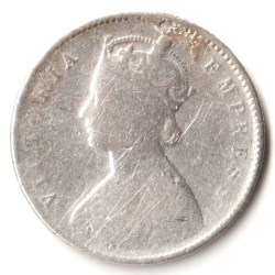 Alternative view of Rare Half Rupee 1893 of Calcutta Mint of Victoria Collectible British India Silver Coin