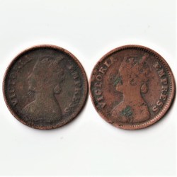 Alternative view of Rare 2 Coins of 1/2 Pice 1901 Victoria Empress Copper British India Coins
