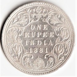 Extremely Rare One Rupee 1881 of Victoria Empress Dot Varity Silver British India Coin