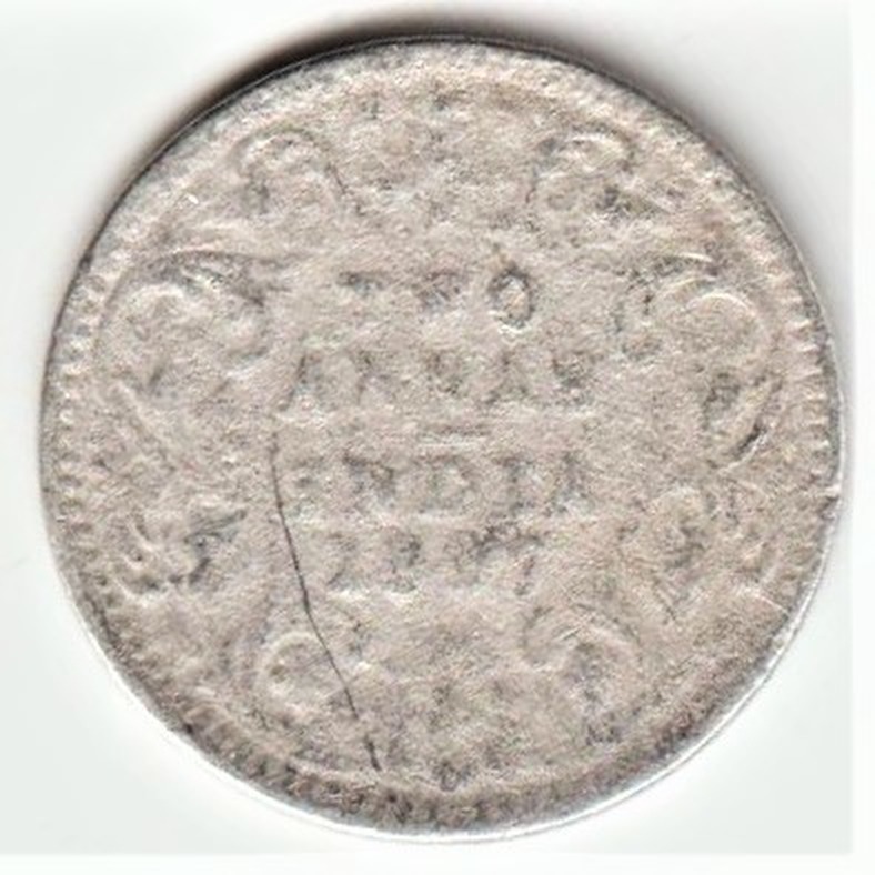 Scare Two Anna 1897 of Victoria Empress Silver Coin at Low Condition at Cheapest Price