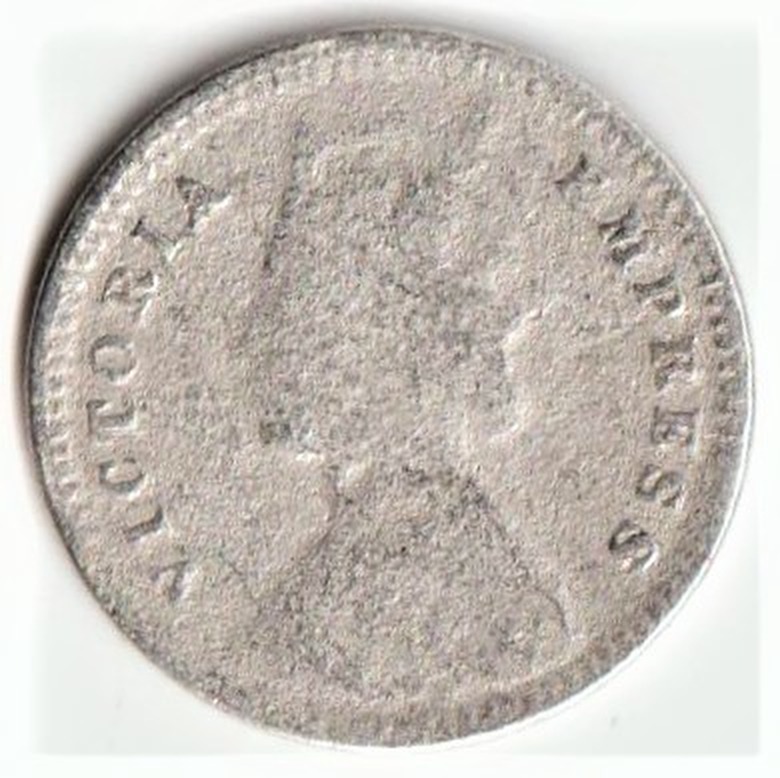 Scare Two Anna 1897 of Victoria Empress Silver Coin at Low Condition at Cheapest Price - Image 2