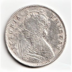 Alternative view of Rare Half Rupee 1883 Coin of Victoria Empress British India Silver Coin
