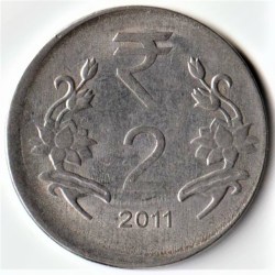 Rare Shifting Error of 2 Rupee 2011 Republic India Coin