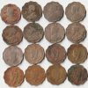 16 Coins Set of One Anna Different Dates and Different Mints Copper-Nickel Coins of King George VI and George V British India Coinage