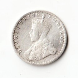 Alternative view of Two Anna India 1917 of George V King Emperor Silver British India Coin Calcutta Mint