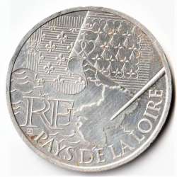 10 Euro Coin of France Pays De La Loire Silver 10 gm 2010 Commemorative None Circulation Issue Coin
