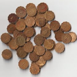 20 Coins Set of One Anna Copper-Nickel Coins of King George VI British India Coinage