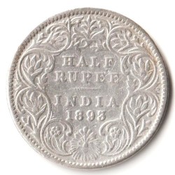 Rare Half Rupee 1893 of Calcutta Mint of Victoria Collectible British India Silver Coin