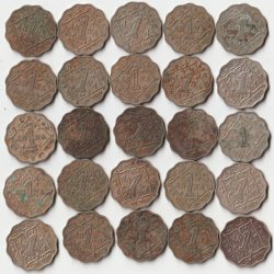 25 Coins Set of 1 Anna Different Dates and Different Mints Copper-Nickel Coins of King George V British India Coinage