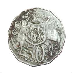 Alternative view of AUSTRALIA 50 CENTS "Crown Size" QUEEN ELIZABETH-II Young & Old Portrait SET 2 Coins SCARE Coinage.