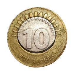 Alternative view of 10rs FIRST Issue 2008 MISALIGNED INNER DISC OFF CENTER “MAD” Error **V. RARE** Collectable Grade.