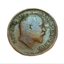 Alternative view of British India One Quarter Anna "BRONZE" King EDWARD-VII Obverse BROCKAGE/LAKHI Error **VERY RARE** Collectable Grade.