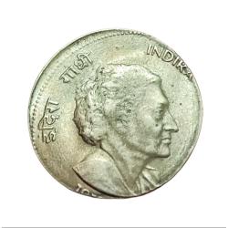 Alternative view of 50 Paisa COMMEMORATIVE Indira Gandhi WRONG PLANCHET Struck on 25p Planchet Error **V.V RARE** AUNC