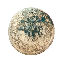 Alternative view of British India ONE QUARTER ANNA'S Year 1906 and 1909 King EDWARD-VII **V. SCARE** Used Conditions.