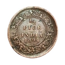 British India 1/2 PICE Key Date 1894 Calcutta VICTORIA EMPRESS **V. SCARE** High Collectable Grade.