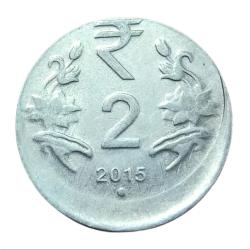 2 Rupees Fss 2015 NOIDA Mint Vertical OFF CENTER Error in Collectable Grade.