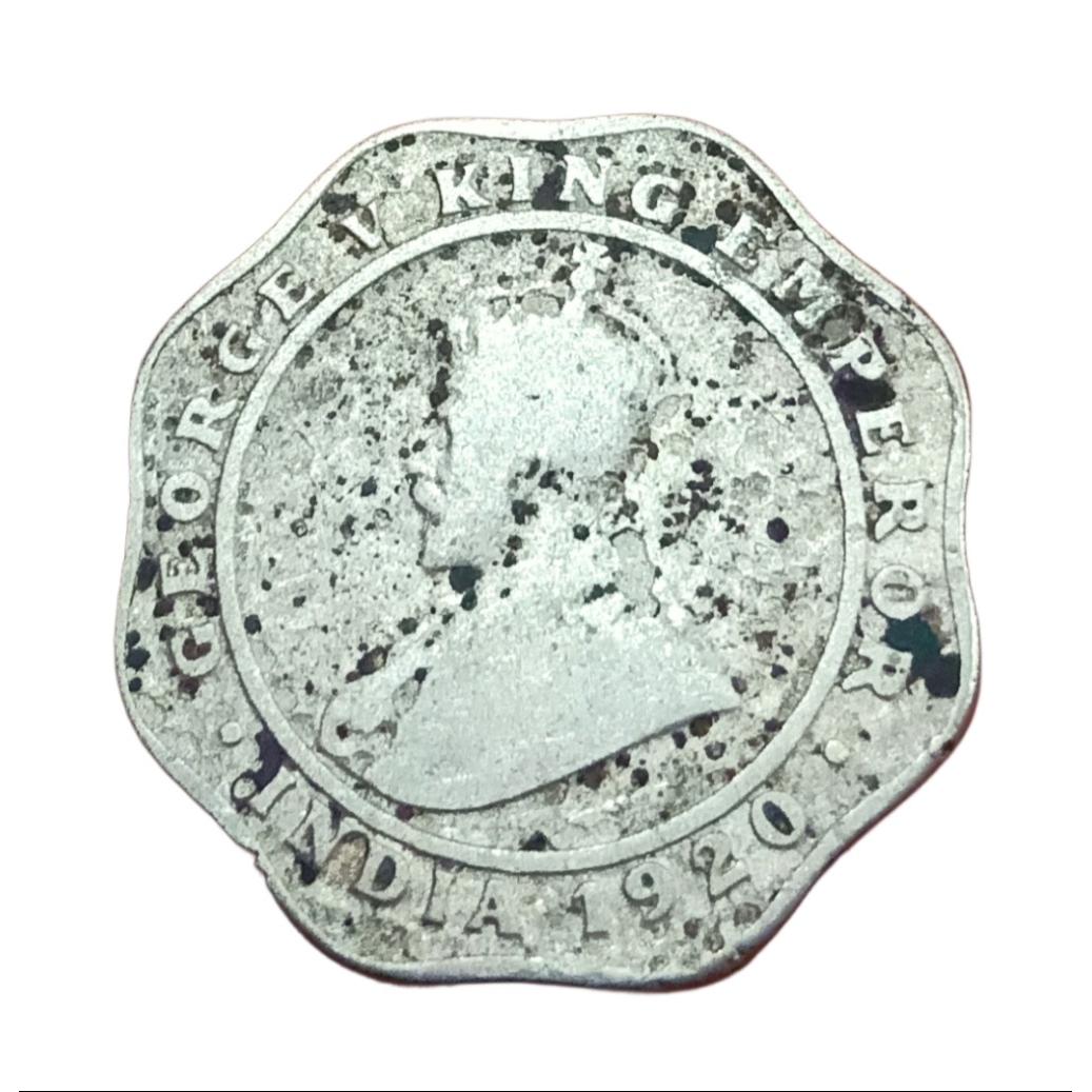 British India 4 ANNA'S Cu/Ni Year 1920 CALCUTTA Mint GEORGE-V **V. SCARE** Used Condition. - Image 2
