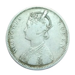 Alternative view of British India Silver Rupee Year 1862 QUEEN VICTORIA with 4 Dots **V. SCARE** Collectable Grade.