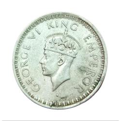 Alternative view of British India Silver 1/2 Rupee Year 1944 "L" LAHORE Mint King GEORGE-VI **SCARE** High Grade.