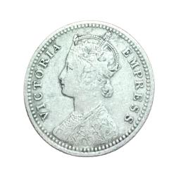 Alternative view of British India Silver 1/4 Rupee Year 1888 VICTORIA EMPRESS **RARE** Collectable Grade.