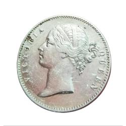 Alternative view of British India Silver Rupee EAST INDIA COMPANY 1840 Victoria DIVIDED LEGEND **V. SCARE** High Grade