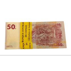 Alternative view of CONGO 50 FRANCS Serially 100 Notes Complete Bundle **V. SCARE** UNC Grade.