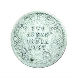 British India Silver 2 ANNA'S Year 1897 VICTORIA EMPRESS in Collectable Grade.