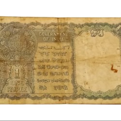Alternative view of British India One Rupee Year 1940 C.JONES Green Serial G Prefix V. SCARE Collectable Grade.