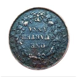 Alternative view of British India ONE QUARTER ANNA Key Date 1857 EAST INDIA COMPANY Inverted Axis **EX-RARE** High Grade
