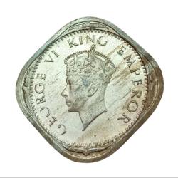 Alternative view of British India TWO ANNA'S Cu/Ni Year 1939 "Calcutta Mint" GEORGE-VI **V. SCARE** UNC Grade.