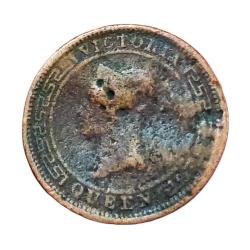 Alternative view of CEYLON Copper HALF CENT Year 1901 Queen ELIZABETH **RARE** Poor Grade.