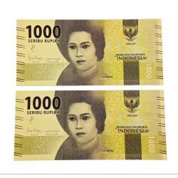 Alternative view of INDONESIA 1000 SERIBU RUPIAH Serially 2 Notes are in UNC Grades.
