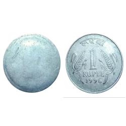 One Rupee Fss Year 1996 REVERSE UNIFACE Error in Collectable Grade.