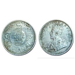 British India Silver Rupee KEY Year 1922 King GEORGE-V with SUN BURST Error **V. RARE** Collectable.