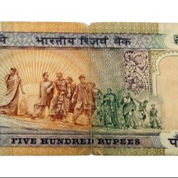 Alternative view of 500 Rupees DANDI MARCH Issue FANCY Ending 786 & WET INK TRANSFER Error **RARE** Collectable Grade.