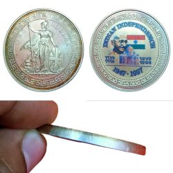 BRITAIN Silver TRADE DOLLAR TOKEN Special LIMITED Edition 50th INDEPENDENCE DAY "GANDHI" UNC Grade.