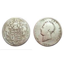 GREAT BRITAIN Silver 1/2 CROWN W= 14g, D= 32mm Year 1829 King WILLIAM-IV **EX-RARE** Collectable Gra