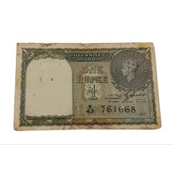 British India ONE RUPEE Year 1940 Sign C. JONES King GEORGE-VI Black Serial in Collectable Grade.