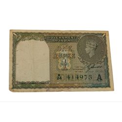 British India ONE RUPEE Year 1940 Sign C. JONES King GEORGE-VI Green Serial in Collectable Grade.