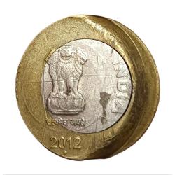 10 Rupees Bi-Metal Year 2012 Bombay Mint Major DIE CAPPED Error in Collectable Grade.