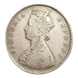 Alternative view of British India Silver 1/2 Rupee Year 1899 Victoria Empress In High Collectable Grade